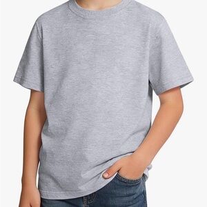 Hanes Beefy Everyday Crewneck Kids T‑Shirt in Gray Boys Large Short Slvs school